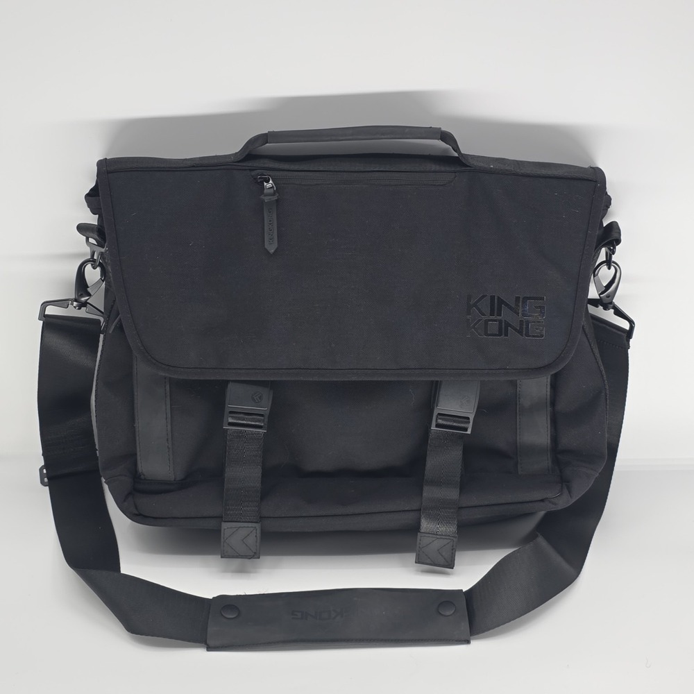 King Kong Black Canvas Messenger Bag Crossbody Laptop Briefcase Work Gym Travel